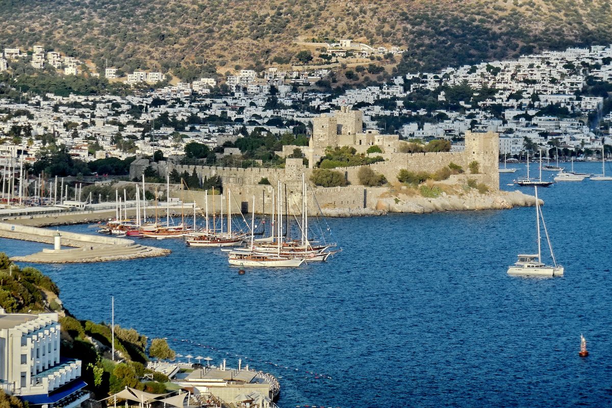 Bodrum Castle above the marina, with the white town rising behind it.